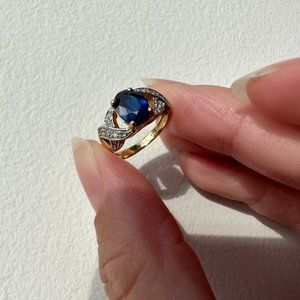 Sapphire Diamond Ring Vintage Cocktail Ring